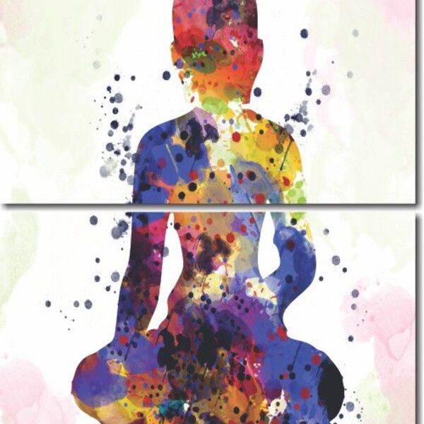 Quadro Decorativo Buda Colorido 2 Peças