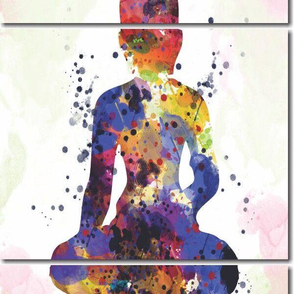 Quadro Decorativo Buda Colorido 3 Peças