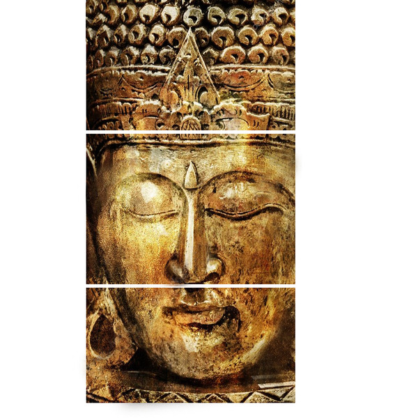 Quadro Decorativo Buda Dourado Vertical 70x150 Trio