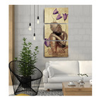 Quadro Decorativo Buda Flor Lilás Vertical 70x150 Trio