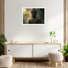 Quadro Decorativo Buda Pedra  - 50x70cm Moldura Preta