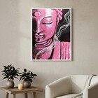 Quadro Decorativo Buda Rosa  - 70x50cm Moldura Branca