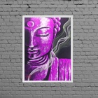 Quadro Decorativo Buda Roxo 24x18cm Moldura:madeira Preta