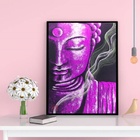 Quadro Decorativo Buda Roxo 33x24cm - Com Vidro Moldura:madei