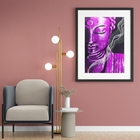 Quadro Decorativo Buda Roxo - 60x48cm Moldura:madeira Branca