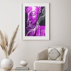 Quadro Decorativo Buda Roxo - 60x48cm Moldura:madeira Preta