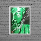Quadro Decorativo Buda Verde 24x18cm - Com Vidro Moldura:made