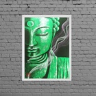 Quadro Decorativo Buda Verde 24x18cm - Com Vidro Moldura:made