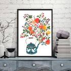 Quadro Decorativo Bule Com Flores 45x34cm Moldura:madeira Bra