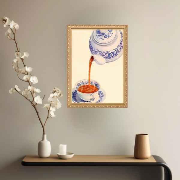 Quadro Decorativo Bule De Chá 24x18cm Moldura Branca