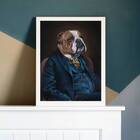 Quadro Decorativo Bulldog De Terno 33x24cm Moldura:madeira Pr
