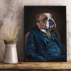 Quadro Decorativo Bulldog De Terno 45x34cm Moldura:madeira Br