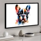 Quadro Decorativo Bulldog Francês Aquarela  - 50x70cm Moldura
