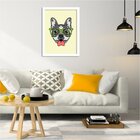 Quadro Decorativo Bulldog Francês Com Óculos Verde