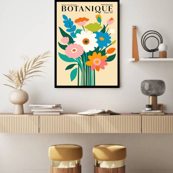 Quadro Decorativo Buquê De Flores Botanic  - 70x50cm Moldura