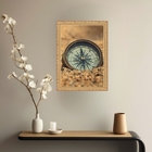 Quadro Decorativo Bússola 24x18cm - Com Vidro Moldura Branca
