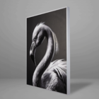 Quadro Decorativo Bw Flamingo Relevo Prata - 30x40