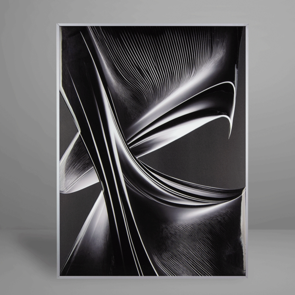 Quadro Decorativo Bw Lines Relevo Prata - 30x40