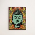 Quadro Decorativo Cabeça Buda 45x34cm Moldura:madeira Branca