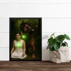 Quadro Decorativo Caboclo E Médium 45x34cm Moldura Branca