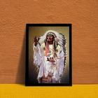 Quadro Decorativo Caboclo Pena branca 24x18cm Moldura:madeira