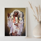 Quadro Decorativo Caboclo Pena branca 33x24cm - Com Vidro Mol