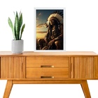 Quadro Decorativo Caboclo Tupã 24x18cm Moldura Preta