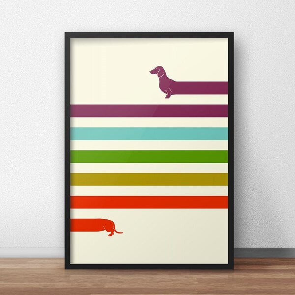 Quadro Decorativo Cachorro Bassê 30x40cm Preto