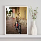 Quadro Decorativo Cachorro Caramelo Na Bicicleta 24x18cm - Co