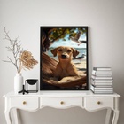 Quadro Decorativo Cachorro Caramelo Na Praia 33x24cm Moldura