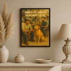 Quadro Decorativo Cachorro Caramelo No Bar 45x34cm Moldura Pr