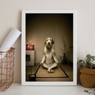 Quadro Decorativo Cachorro Meditando 45x34cm Moldura:madeira