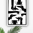 Quadro Decorativo Cachorro Salsicha  - 70x50cm Moldura Branca