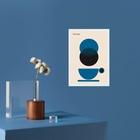 Quadro Decorativo Café Azul -  Bauhaus 33x24cm - Com Vidro Mo