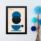 Quadro Decorativo Café Azul -  Bauhaus 45x34cm Moldura Preta