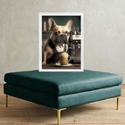 Quadro Decorativo Café - Bulldog Francês 24x18cm Moldura Preta