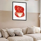 Quadro Decorativo Café Coração  - 70x50cm Moldura Branca