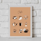 Quadro Decorativo Café - Desenhos 45x34cm Moldura Preta