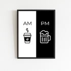 Quadro Decorativo Café E Cerveja- Am Pm 33x24cm Moldura:madei