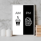 Quadro Decorativo Café E Cerveja- Am Pm 45x34cm - Com Vidro M