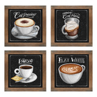 Quadro Decorativo Café Expresso Padaria Cozinha 12x12cm 4 Un