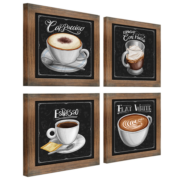 Quadro Decorativo Café Expresso Padaria Cozinha 12x12cm 4 Un