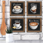 Quadro Decorativo Café Expresso Padaria Cozinha 12x12cm 4 Un