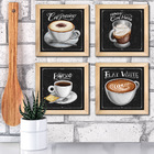 Quadro Decorativo Café Expresso Padaria Cozinha 12x12cm 4 Un