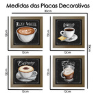 Quadro Decorativo Café Expresso Padaria Cozinha 12x12cm 4 Un