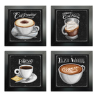 Quadro Decorativo Café Expresso Padaria Cozinha 12x12cm 4 Un