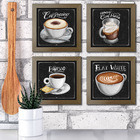 Quadro Decorativo Café Expresso Padaria Cozinha 20x20cm 4 Un