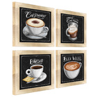 Quadro Decorativo Café Expresso Padaria Cozinha 20x20cm 4 Un