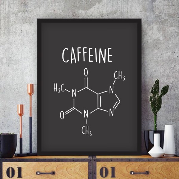 Quadro Decorativo Café Fórmula Química Caffeine - 30x40cm