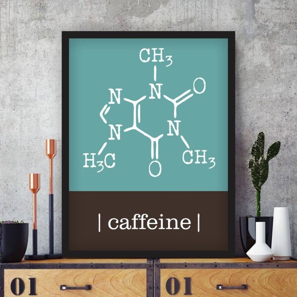 Quadro Decorativo Café Fórmula Química Caffeine - 45x60cm